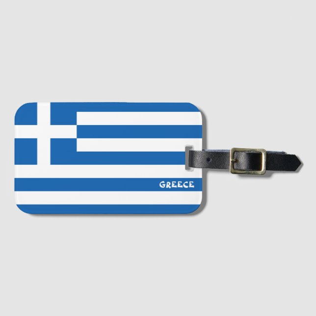 Etiqueta Para Maletas Patriótico de Bandera Nacional de Grecia (Anverso horizontal)