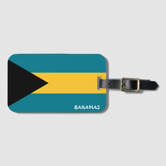 Etiqueta Para Maletas Patriótico de Bandera Nacional de las Bahamas (Anverso horizontal)