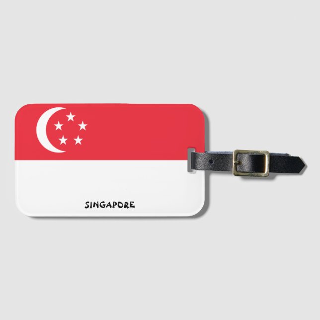 Etiqueta Para Maletas Patriótico de Bandera Nacional de Singapur (Anverso horizontal)