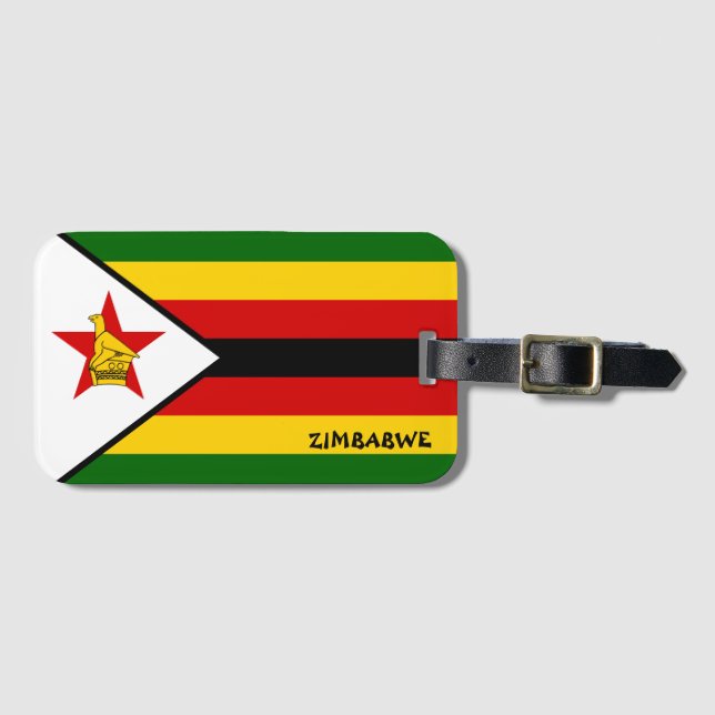 Etiqueta Para Maletas Patriótico de Bandera Nacional de Zimbabue (Anverso horizontal)