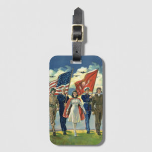 Etiqueta Para Maletas Patriótico Vintage, Heros del Orgulloso Personal M