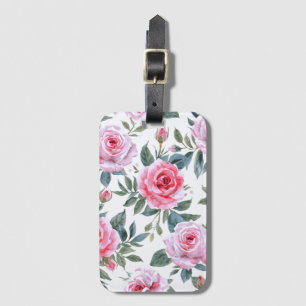 Etiqueta Para Maletas Patrón acuarela cottagecore de rosa rosa floral