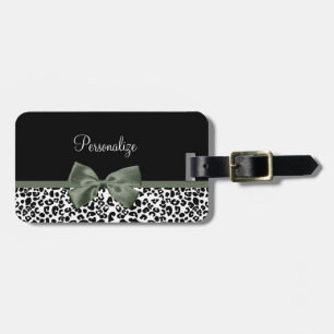 Etiqueta Para Maletas Patrón animal de impresión de leopardo Dark Green 
