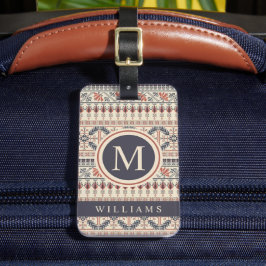 Etiqueta Para Maletas Patrón azteca rosado gris rosado color beige perso