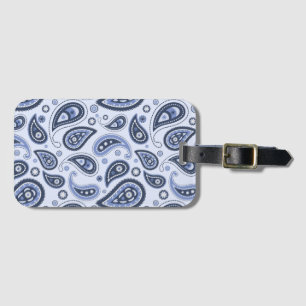 Etiqueta Para Maletas Patrón azul paisley