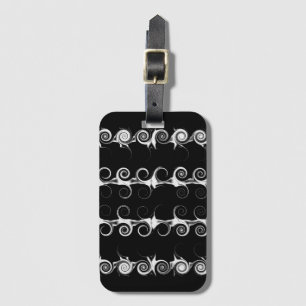 Etiqueta Para Maletas Patrón blanco y negro de espirales y muelles