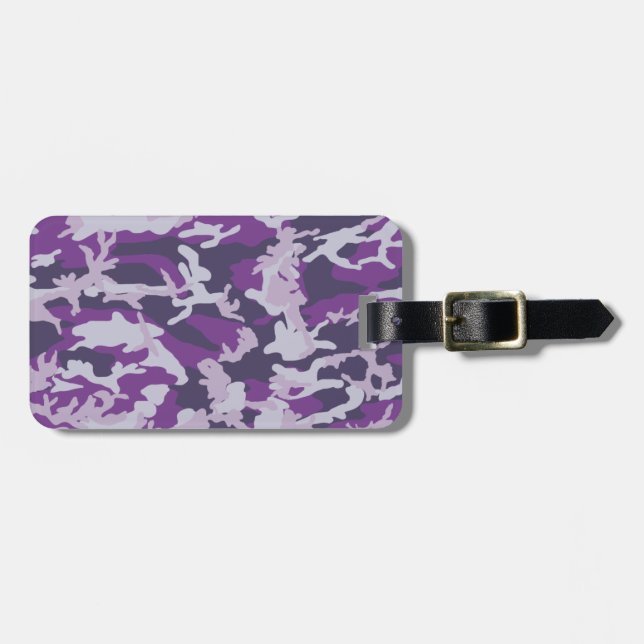 Etiqueta Para Maletas Patrón Camo PurpleBerry (Frente Horizontal)