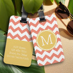 Etiqueta Para Maletas Patrón Chevron Monograma único - Coral y limón<br><div class="desc">Viaje con estilo con este diseño colorido y un área para monogramas. Si necesita ajustar la ilustración o cambiar el tipo de letra,  puede hacer clic en el área personalizar. Esto le llevará a la herramienta de diseño donde puede hacer muchos cambios.</div>