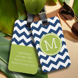 Etiqueta Para Maletas Patrón Chevron Monograma único - Lime de la Armada<br><div class="desc">Viaje con estilo con este diseño colorido y un área para monogramas. Si necesita ajustar la ilustración o cambiar el tipo de letra,  puede hacer clic en el área personalizar. Esto le llevará a la herramienta de diseño donde puede hacer muchos cambios.</div>
