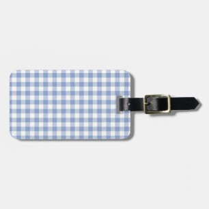 Etiqueta Para Maletas Patrón clásico de gingham azul claro con estampado