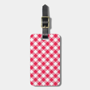 Etiqueta Para Maletas Patrón clásico de gingham rojo campestre