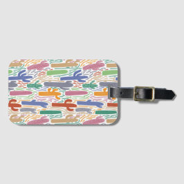 Etiqueta Para Maletas Patrón Colorido de Saguaro Dibujado a Mano Desiert