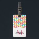 Etiqueta Para Maletas Patrón colorido moderno personalizado<br><div class="desc">Moderno,  elegante,  colorido para las mujeres niñas,  con un marco elegante. Personalízalo con tu nombre y monograma.</div>