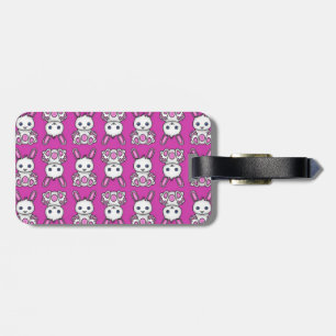 Etiqueta Para Maletas Patrón conejito rosa Kawaii