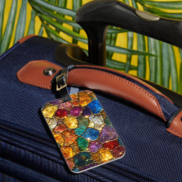 Etiqueta Para Maletas Patrón continuo de mosaico de cristal colorido de 