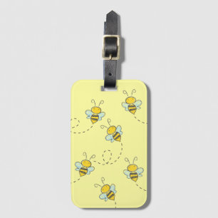 Etiqueta Para Maletas Patrón de abeja ocupado cúcido amarillo