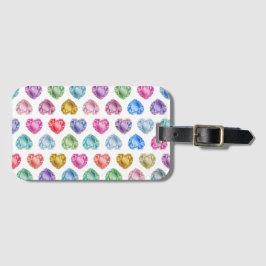 Etiqueta Para Maletas Patrón de acuarela del corazón del diamante Cute P