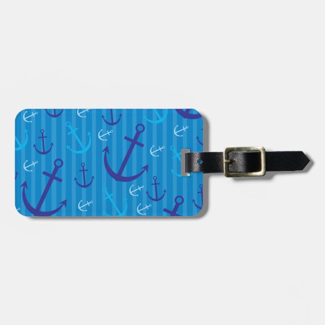 Etiqueta Para Maletas Patrón de ancla (Frente Horizontal)