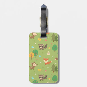 Etiqueta Para Maletas Patrón de animales del bosque para niños