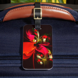 Etiqueta Para Maletas Patrón de arte abstracto rojo verde floral moderno