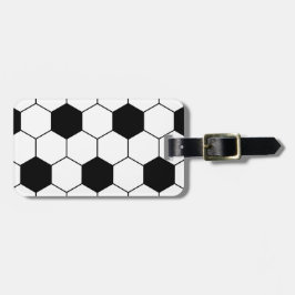 Etiqueta Para Maletas Patrón de bola de fútbol negro y blanco