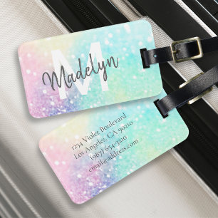 Etiqueta Para Maletas Patrón de Bonito glamuroso y colorido purpurina
