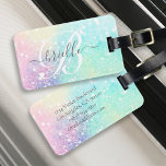 Etiqueta Para Maletas Patrón de Bonito glamuroso y colorido purpurina<br><div class="desc">Moda estética de fondo purpurina bokeh de bonito en hermosos colores pastel,  que puede personalizar con su monograma y/o nombre personalizado.</div>