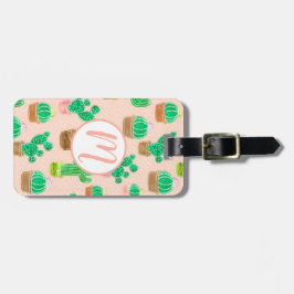 Etiqueta Para Maletas Patrón de cactus pulido de mano