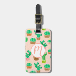 Etiqueta Para Maletas Patrón de cactus pulido de mano