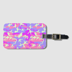 Etiqueta Para Maletas Patrón de camuflaje digital rosa lindo