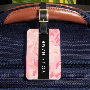 Etiqueta Para Maletas Patrón de camuflaje rosa, tu nombre, Personaliza