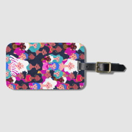 Etiqueta Para Maletas Patrón de caras multiculturales de las mujeres, tu