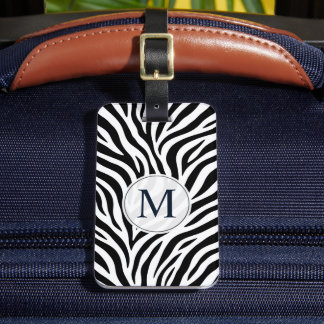 Etiqueta Para Maletas Patrón de cebra blanca y negra personalizado