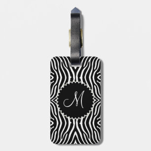 Etiqueta Para Maletas Patrón de cebra blanco y negro personalizado