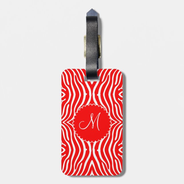 Etiqueta Para Maletas Patrón de cebra rojo y blanco personalizado (Atrás Vertical)