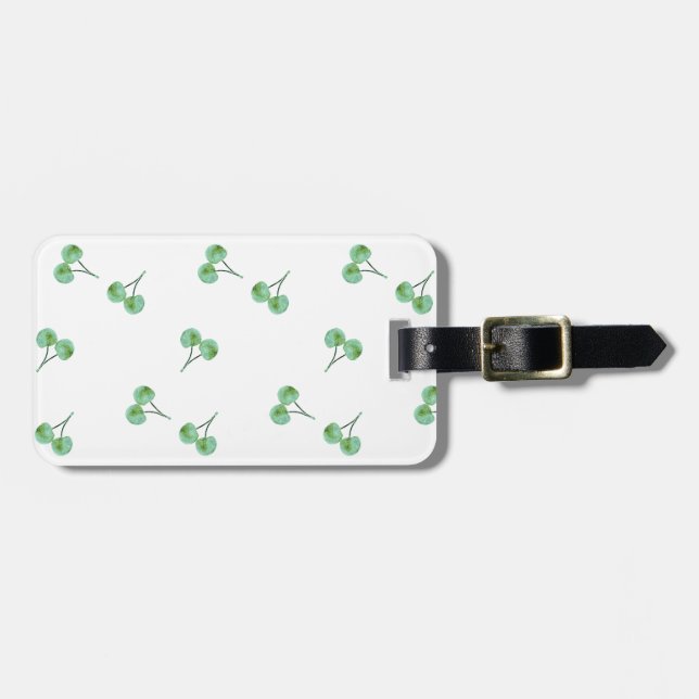 Etiqueta Para Maletas Patrón de cerezas verdes (Frente Horizontal)