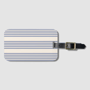 Etiqueta Para Maletas Patrón de cinco rayas azul-gris y beige