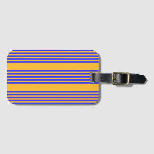 Etiqueta Para Maletas Patrón de cinco rayas azul y amarillo eléctrico