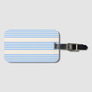 Etiqueta Para Maletas Patrón de cinco rayas azul y beige