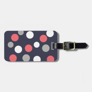 Etiqueta Para Maletas Patrón de Círculos de Bolas Gris Blanco Coral Rosa