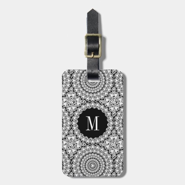 Etiqueta Para Maletas Patrón de Círculos de Diamantes Blancos Esparcido (Frente Vertical)