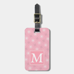 Etiqueta Para Maletas Patrón de círculos rosados monograma