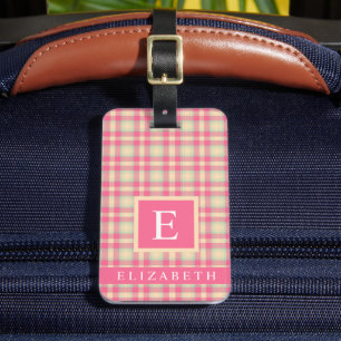 Etiqueta Para Maletas Patrón de color verde rosado personalizado