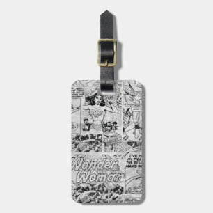 Etiqueta Para Maletas Patrón de cómic vintage de Wonder Woman