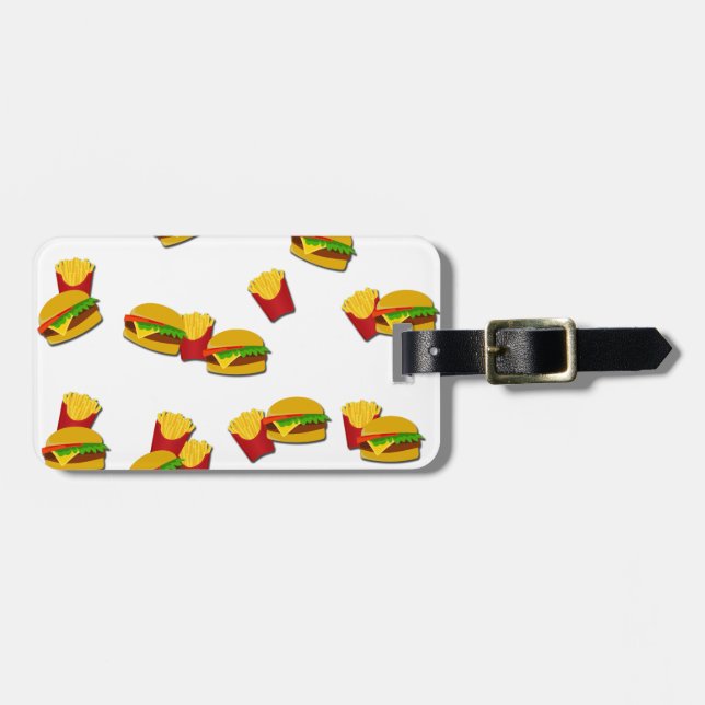 Etiqueta Para Maletas Patrón de comida basura (Frente Horizontal)