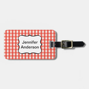 Etiqueta Para Maletas Patrón de comprobación de Gingham rojo