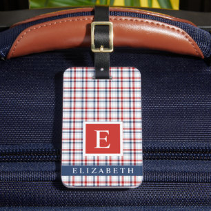 Etiqueta Para Maletas Patrón de contraste rojo azul blanco personalizado