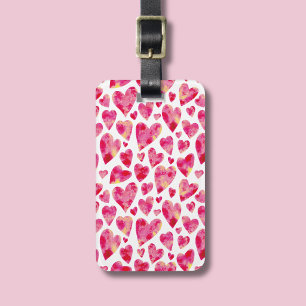 Etiqueta Para Maletas Patrón de corazón de amor rosa caliente