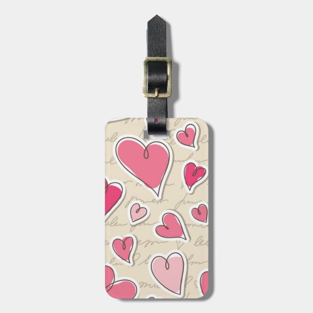Etiqueta Para Maletas Patrón de corazones (Frente Vertical)