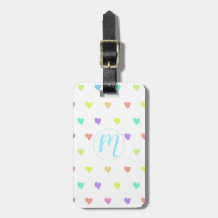 Etiqueta Para Maletas Patrón de Corazones Arcoiris de Pastel Cute Pastel